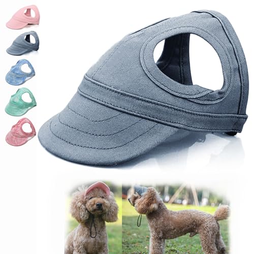 Dog Sun Hat, Hunde Sonnenhut, Hunde-Sonnenhut mit Ohrlöcher, Verstellbare Baseballmütze für Haustiere, Sonnenschutz Hundemütze für Hund, Haustier Outdoor Kappen für Kleine Hunde von JYEVERC