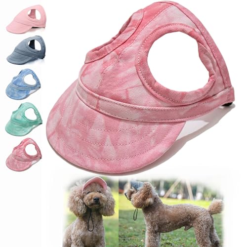 Dog Sun Hat, Hunde Sonnenhut, Hunde-Sonnenhut mit Ohrlöcher, Verstellbare Baseballmütze für Haustiere, Sonnenschutz Hundemütze für Hund, Haustier Outdoor Kappen für Kleine Hunde von JYEVERC