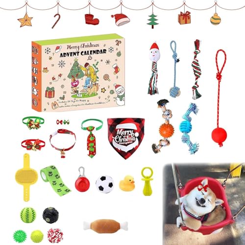 JYEVERC Adventskalender für Hunde mit Spielzeug, Weihnachts Countdown Hundespielzeug 2024, 24 Pcs Welpen Kauspielzeug für Hundewelpen, Geschenke für Welpen für Hundeliebhaber, Interaktives Spielzeug von JYEVERC