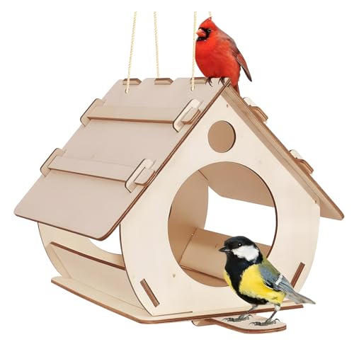 JYJLLM Wildvogel-Nistkasten für Kinder, zum Bemalen, Vogelhaus, Vogelhäuser für Garten, Vogelkasten, Vogelnistkasten, Vogelhaus, geeignet für viele verschiedene Arten von Gartenvögeln (Holzhaus-Stil) von JYJLLM