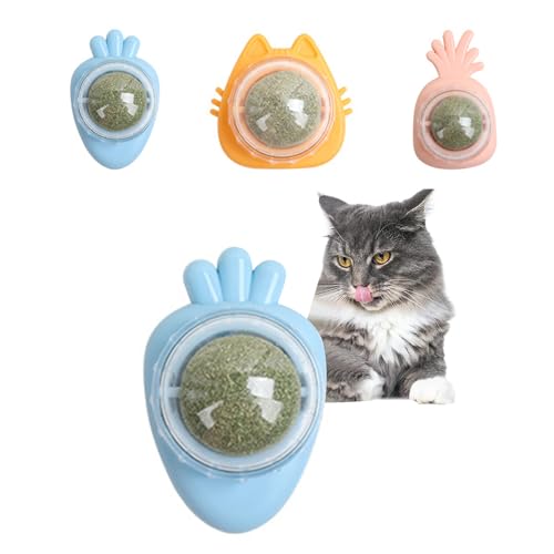 JYTDBCS Katzenspielzeug 3 Stück Katzen Spinnend Dünn Beladener Ball Wand Spielzeug Katze Lecken Spielzeug Katze Kauspielzeug Hilft Verdauung Essbar Katzenbedarf Katzenleckerlis Katze Katzenminze Ball von JYTDBCS