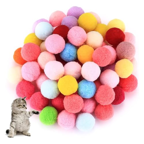 JYTDBCS Katzenspielzeugbälle, Katzenspiel, lebendige Farben, pelzige Katzenbälle, weiche Katzenbälle, interaktive Plüschbälle, perfektes Katzenzubehör für Bewegung und Spaß, 100 Stück von JYTDBCS