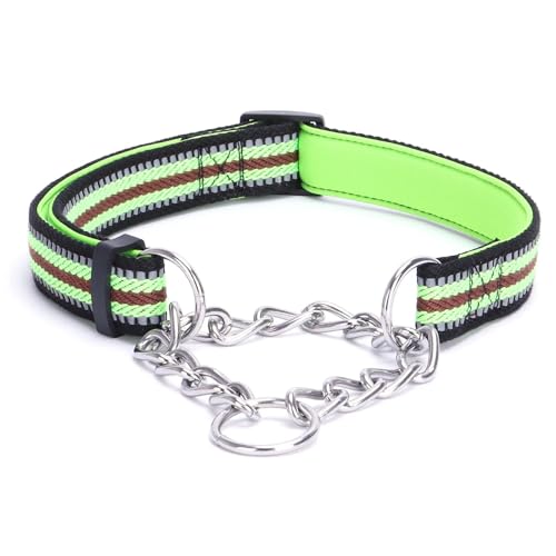 JYTDBCS Martingale Half-Choke-Hundehalsband, Hund Zubehör, starkes Hundehalsband mit sicherer Schnalle, verstellbar, reflektierend, halbkariert, Größe M: 50 cm, Grün von JYTDBCS