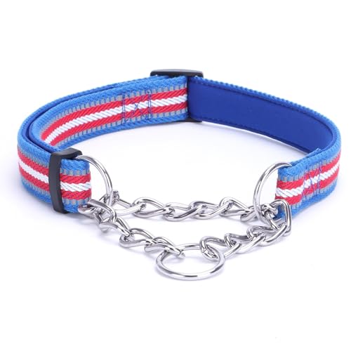 JYTDBCS Martingale Half-Choke-Hundehalsband für Hunde, starkes Hundehalsband mit sicherer Schnalle, verstellbar, reflektierend, halbkariert, Größe XL (52–70 cm, Dunkelblau) von JYTDBCS