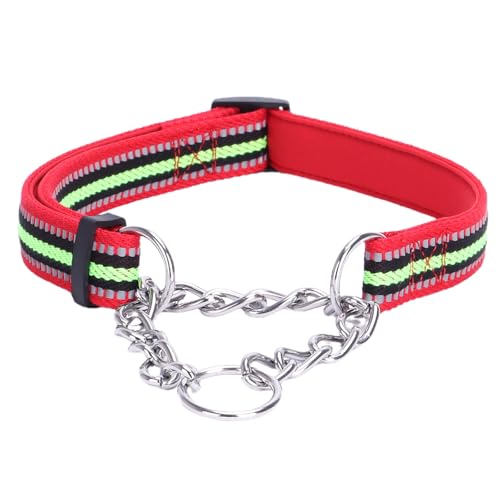 JYTDBCS Martingale Half-Choke-Hundehalsband für Hunde, starkes Hundehalsband mit sicherer Schnalle, verstellbar, reflektierend, halbkariert, Größe XL (52–70 cm, Rot) von JYTDBCS