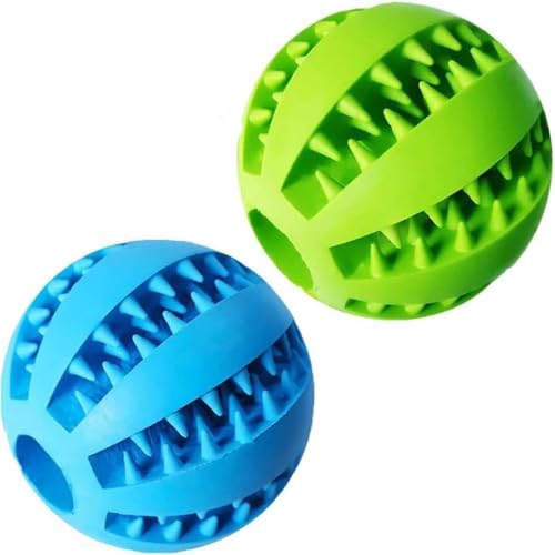 JYTDBCS Pet Dog Treat Toy Ball, Gummi-Hundefutterball, Hundezahnreinigungsspielzeug, interaktives Hundespielzeug, 2 Stück von JYTDBCS