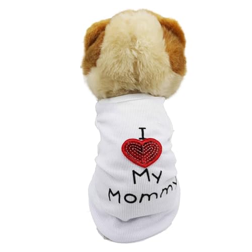 JYTDBCS Small Dog Clothes XXS Puppy Dogs Shirt I Love My Mom Mommy Dad Daddy Hunde-T-Shirt für kleine Hunde von JYTDBCS