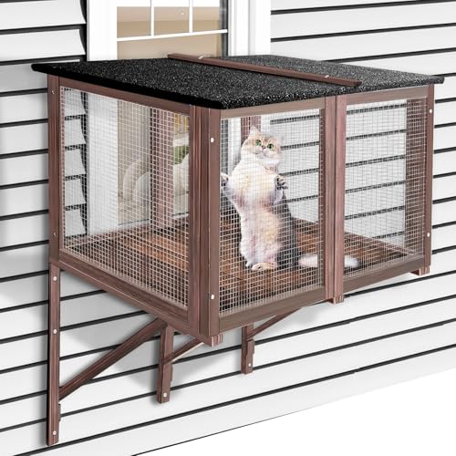 Cat Catio Outdoor Fenstergehege für große Katzen - Erweiterbares Katzenfensterbett zum Nickerchen, Sonnenbaden & Genießen der Landschaft von JZHLLA