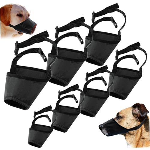 Hunde Mündung 7pcs 7 Größe Mündung für Hunde Anti-Bite-Hunde Mundabdeckung mit einstellbarem Schnalle-Gurt wasserdichtes Polyester Hunde Mundschutz für Hunde verschiedener Größe, Hundelemens, Hunde von JZLEJC