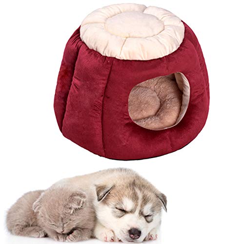 JZTRADE Hundebett Hundehöhle Kleine Hunde Flauschiges Katzenbett Günstige Hundebetten Faltbares Katzenbett Hund Schlafsofa Hundekomfortbett Kätzchenbett red von JZTRADE