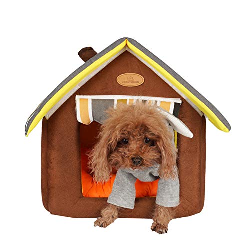 JZTRADE Hundehaus Für Drinnen Hundebett Kleines Katzenbett Haustiernest Haustierbetten Für Katzen Faltbares Katzenbett Hundekomfortbett Brown,m von JZTRADE