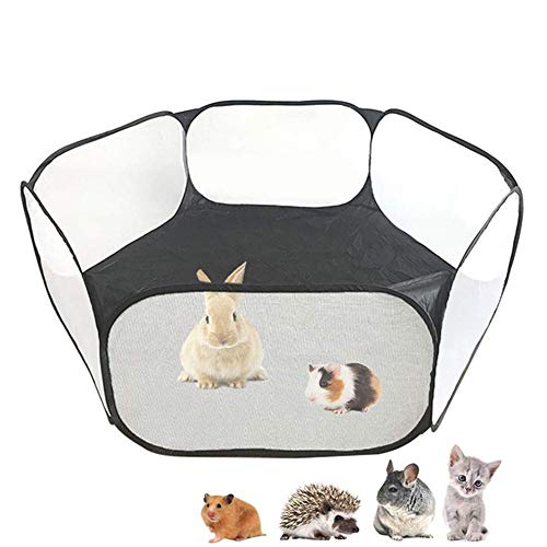 JZTRADING Hamster Laufstall Katze Tipi Laufstall Hund Hundezelt Tragbares Kleines Tier Laufstall Faltbare Outdoor Indoor Übung Haustier Zelt Tragbare Hundespielställe Für Drinnen Black von JZTRADING