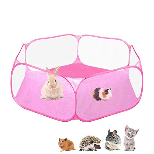 JZTRADING Hamster Laufstall Katze Tipi Laufstall Hund Hundezelt Tragbares Kleines Tier Laufstall Faltbare Outdoor Indoor Übung Haustier Zelt Tragbare Hundespielställe Für Drinnen pink von JZTRADING