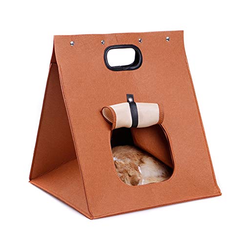 JZTRADING Hunde Zelt Katzen Tipi Katzenzelt Hundezelt Abnehmbar Waschbar Faltbar Atmungsaktiv Katzenhundehütte Tragbar Für Indoor Outdoor Brown von JZTRADING