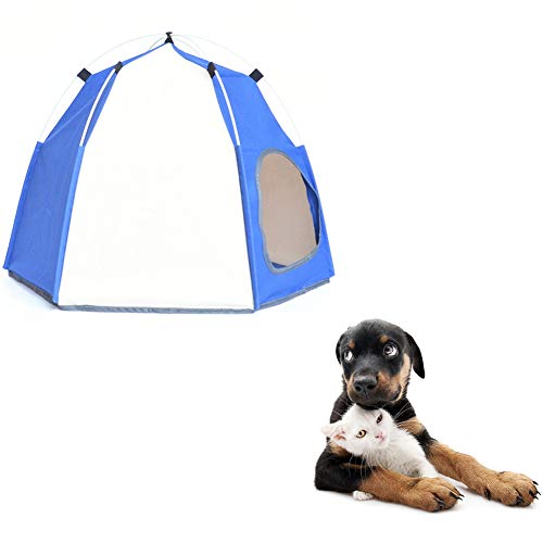 JZTRADING Hundezelt Katzenzelt Hundezelt Haustier Katze Tipi Sonnencreme Regendicht Outdoor Zelt Heimtierbedarf Welpen Laufstall Hund Laufställe Für Drinnen Für Indoor Haus Blue von JZTRADING