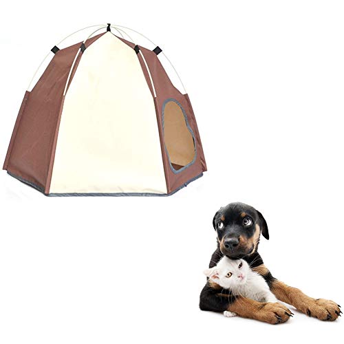 JZTRADING Hundezelt Katzenzelt Hundezelt Haustier Katze Tipi Sonnencreme Regendicht Outdoor Zelt Heimtierbedarf Welpen Laufstall Hund Laufställe Für Drinnen Für Indoor Haus Brown von JZTRADING