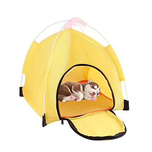 JZTRADING Katze Tipi Hundestift Indoor Katzenlaufstall Haustierzelt Indoor Abnehmbarer Waschbar Hund Atmungsaktiv Faltbares Haustierzelt Wasserdichtes Welpenhaus Outdoor Hundebett Yellow von JZTRADING