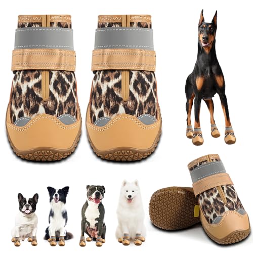 Hundeschuhe für große Hunde, mittelgroße Hundeschuhe & Pfotenschutz für Hartholzböden, Outdoor-Hundeschuhe für heißen Gehweg, Winter, Schnee, Wandern, wasserdichte Hundeschuhe mit reflektierenden von JZXOIVA