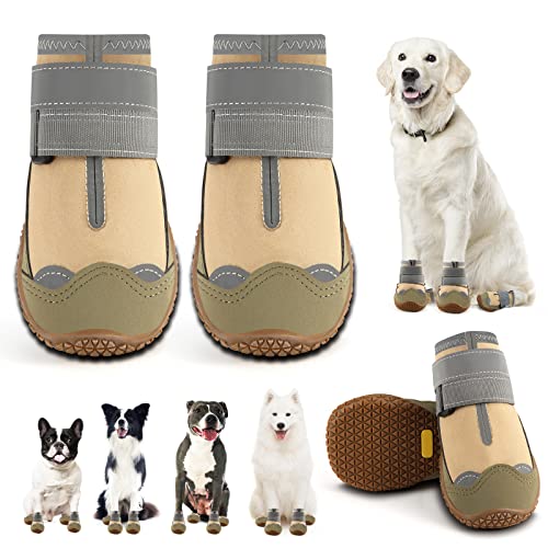 Hundeschuhe für große Hunde, mittelgroße Hundeschuhe & Pfotenschutz für Hartholzböden, Outdoor-Hundeschuhe für heißen Gehweg, Winter, Schnee, Wandern, wasserdichte Hundeschuhe mit reflektierenden von JZXOIVA