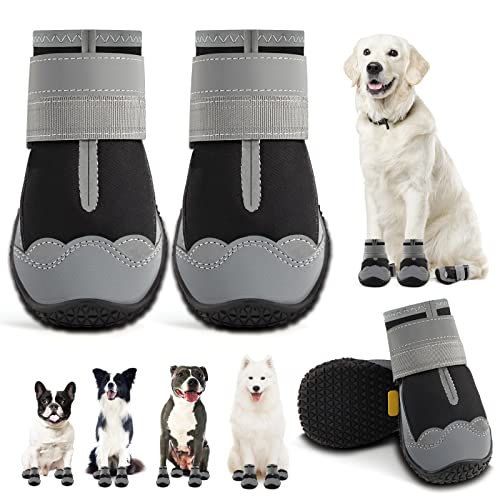 Hundeschuhe für kleine Hunde, Hundestiefel & Pfotenschutz für Hartholzböden, Outdoor-Hundeschuhe für heißen Gehsteig Winter Schneewandern, wasserdichte Hundeschuhe mit reflektierenden Streifen, Größe von JZXOIVA