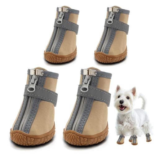 Hundeschuhe für kleine Hunde, wasserdichte Hundestiefel, Pfotenschutz für Spaziergänge im Freien, Welpenschuhe mit reflektierenden Streifen, robuste rutschfeste Sohle für Hartholzböden, heißen Gehweg, von JZXOIVA