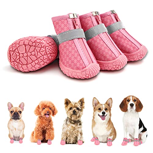 JZXOIVA Hundeschuhe, wasserdicht, Schneestiefel für kleine und mittelgroße Hunde, Welpenschuhe für den Winter, 4 Stück von JZXOIVA