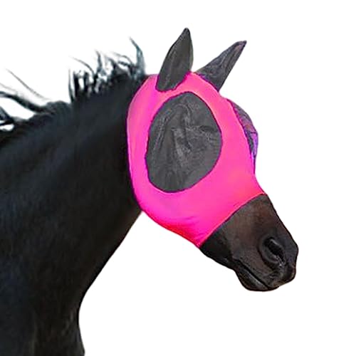 Jacekee Pferde-Gesichtsbedeckung - Gesichtsschutz, Kopfschutzabdeckung | Elastische Augenmaske für Pferde, Fliegenmaske für Pferde mit Ohren für atmungsaktives Netz, UV-Schutz von Jacekee