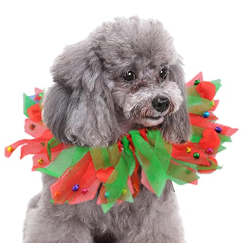 Jacekee Weihnachts-Hundehalsband - Verstellbares Hundehalsband,Party Pet Festival Ornamente, verstellbares rotes und grünes Band, für große und kleine Hunde von Jacekee