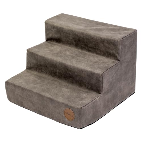 JACK AND VANILLA, Elegante Tiertreppe, modernes Design, langlebige Materialien, rutschfeste Unterseite, leicht zu reinigen, Maße 43 x 41 x 30 cm, Farbe Stone, Modell Classy von JACK AND VANILLA