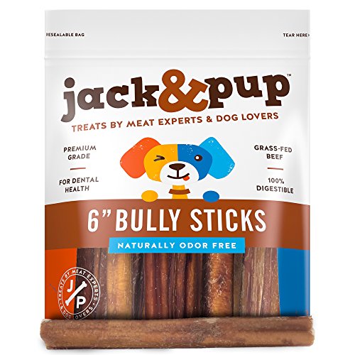 Jack&Pup 6 Inch Bully Sticks for Medium Dogs, Dog Bully Sticks for Small Dogs -6" Bully Sticks for Puppies Natural Bully Sticks Odor Free Dog Chews, Beef Bully Stick von Jack & Pup