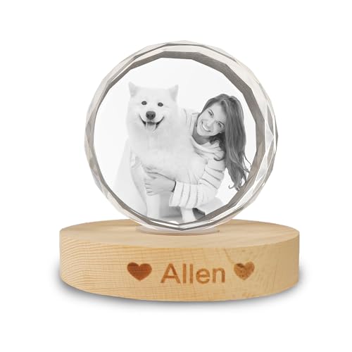 Jacklin F Personalisiertes 3D-Kristallfoto für Haustiere, Gedenkgeschenke für Hunde und Katzen, Individuelles 3D-Lasergravurbild, Gravierter Kristall zur Erinnerung an den Hund von Jacklin F