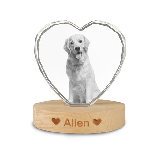 Jacklin F Personalisiertes 3D-Kristallfoto für Haustiere, Gedenkgeschenke für Hunde und Katzen, Individuelles 3D-Lasergravurbild, Gravierter Kristall zur Erinnerung an den Hund von Jacklin F