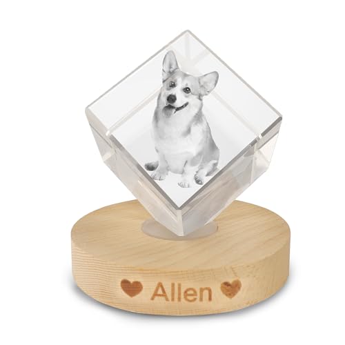 Jacklin F Personalisiertes 3D-Kristallfoto für Haustiere, Gedenkgeschenke für Hunde und Katzen, Individuelles 3D-Lasergravurbild, Gravierter Kristall zur Erinnerung an den Hund von Jacklin F