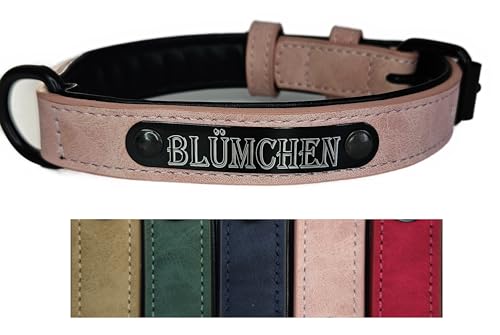 Jacks O Be Hundehalsband Halsband Name Gravur personalisiert Haustier Hund Katze Leder (Rosa, L) von Jacks O Be