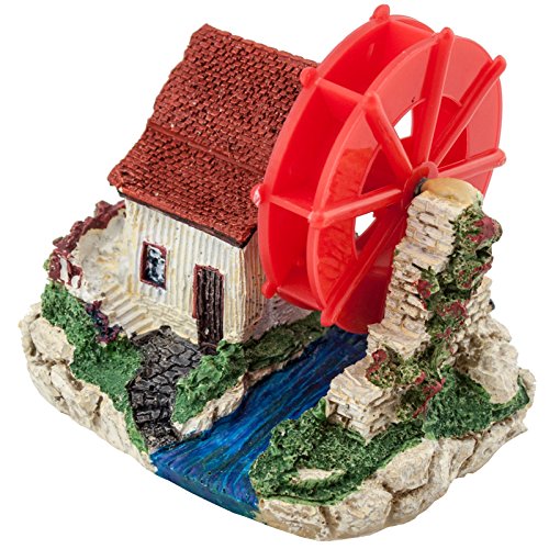 JAD CW-185 dekorativer Luftausströmer Aquarium Haus Mühle Wassermühle Deko 10x8x8cm mit Anschluss für Membranenpumpe / für Luftpumpe von napz