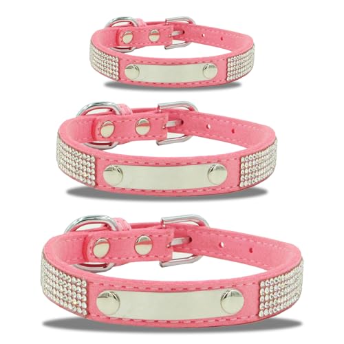 Hundehalsband aus Leder, personalisiertes Hundehalsband aus Leder mit gravierbarem Namensschild, individuelles Hundehalsband für 11,5 bis 15 Zoll große Hunde von Jadeshay