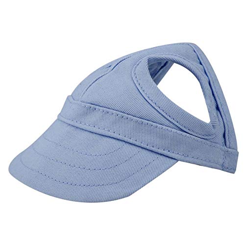 Jadeshay Hunde Baseballmütze, Kleines Haustier Hund Baseballmütze mit Ohrlöchern Outdoor Kappe Sunbonnet Verstellbarer Streifen für Sommer Reise Sport Hut(S-Blau) von Jadeshay