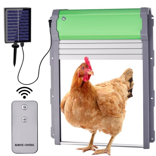 Automatische Hühnerklappe Solar Rolltor, Elektrische Hühnerklappe mit Timer, Automatische Hühnertür, Lichtsensor, Fernbedienung, Automatisch Hühnerstall Türöffner für Hühnerhaltung. von Jadyon