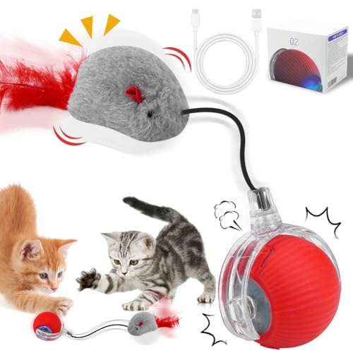 Interaktives Katzenspielzeug, Katzenspielzeug Ball, Katzenball Spielzeug, Katzenspielzeug Interaktiv für Indoor-Katzen, Smart Cat Toy Ball Die 3. Generation Agile Beweglicher Katzenball Automatisches von Jadyon