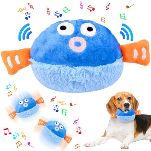 Bewegendes Hundespielzeug, Interaktives Hundespielzeug, Selbstrollender Ball Hund, Aktives Bewegliches Haustier-Plschspielzeug, Active Moving Pet Plush Toy for Haustier Hunde Trainingsball(Blau) von Jadyon