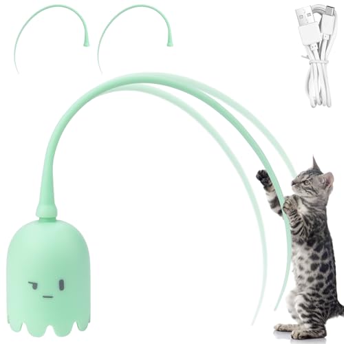 Jadyon Katzenspielzeug Elektrisch, Interaktives Katzenspielzeug, Automatic Silicone Tail Teaser Toy 2 In 1, Katzenspielzeug SelbstbeschäFtigung Mit USB Aufladbar, Automatisches Katzenspielz(Green) von Jadyon