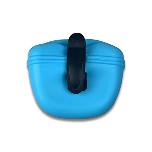 Jagowa 1 Stück Hundetraining Snacktasche Outdoor kleine tragbare Silikon-Tasche für Welpen, Leckerli-Tasche für Hunde Magnetverschluss Futtertasche mit Hüftclip (Hellblau) von Jagowa