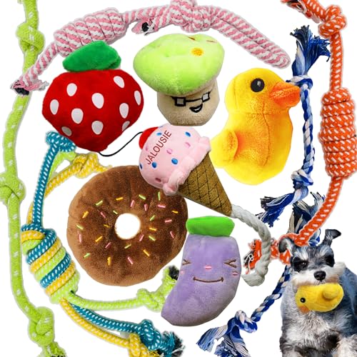 Jalousie Multipack Dog Squeaky Toys Dog Toy Bulk Dog Toy - Dog Toys for Pets Dogs for Small Medium Large Dogs (12 Pack Plush and Ropes) von Jalousie