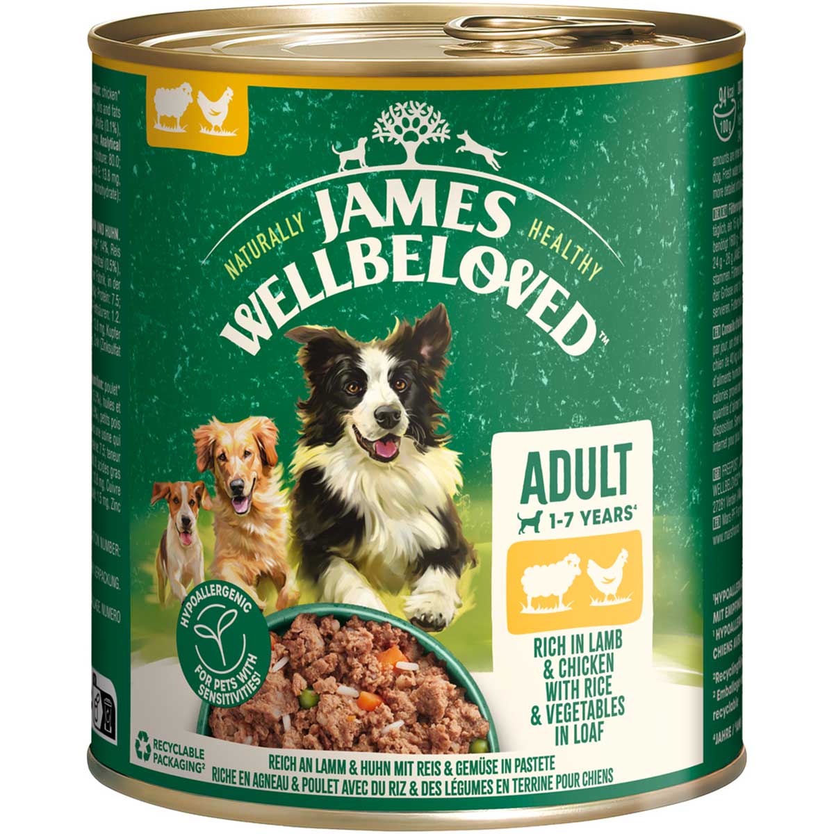 JAMES WELLBELOVED Adult Lamm & Huhn Pastete 6x800 g von James Wellbeloved