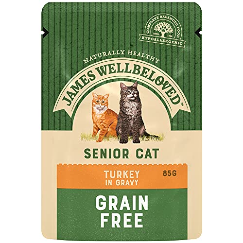 JAMES WELLBELOVED 12 x 85g Katze Senior Portionsbeutel Nassfutter ohne Getreide, Truthahn in Sauce JAMES WELLBELOVED 12 x 85g Katze Senior Portionsbeutel Nassfutter ohne Getreide, Truthahn in Sauce von James Wellbeloved