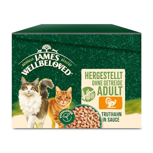 JAMES WELLBELOVED 12 x 85g Katze Portionsbeutel Nassfutter ohne Getreide, Truthahn in Sauce JAMES WELLBELOVED 12 x 85g Katze Portionsbeutel Nassfutter ohne Getreide, Truthahn in Sauce von James Wellbeloved
