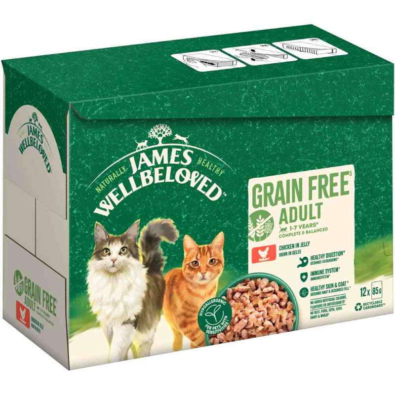 James Wellbeloved Grain Free Adult Cat Hypoallergenic Huhn - 12 x 85 g von James Wellbeloved