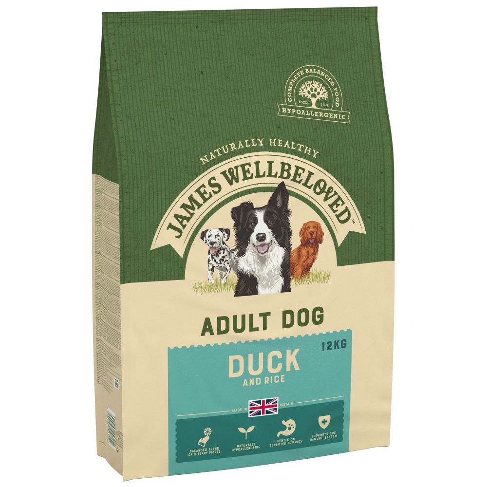 James Wellbeloved Adult Dog Hypoallergenic Ente & Reis - Sparpaket: 2 x 12 kg von James Wellbeloved