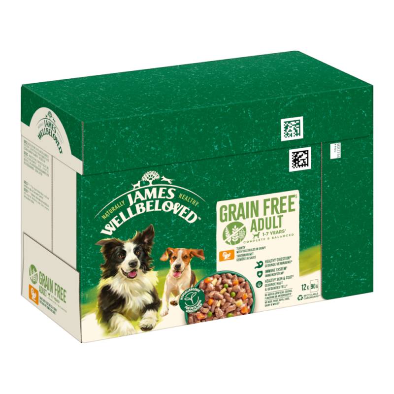 James Wellbeloved Adult Dog Hypoallergenic Truthahn mit Gemüse in Sauce - Sparpaket: 24 x 90 g von James Wellbeloved