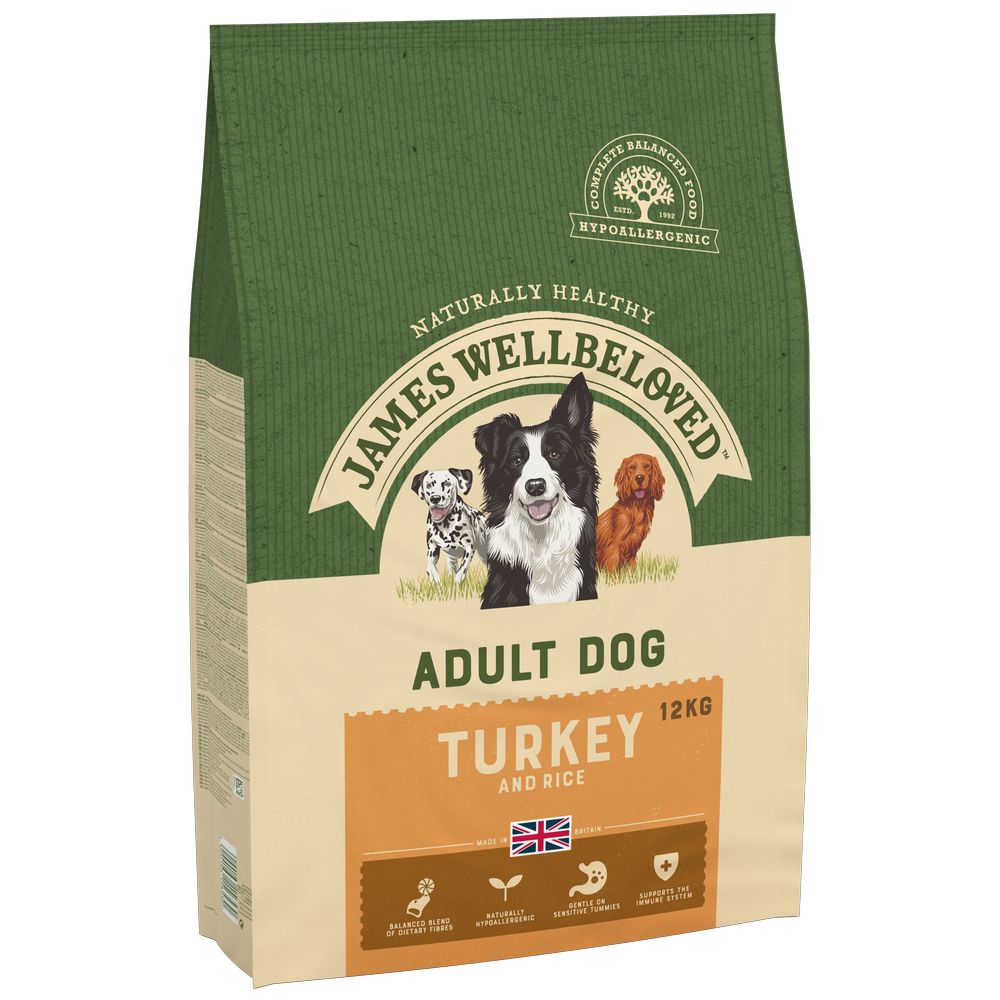 James Wellbeloved Adult Dog Hypoallergenic Truthahn & Reis - Sparpaket: 2 x 12 kg von James Wellbeloved